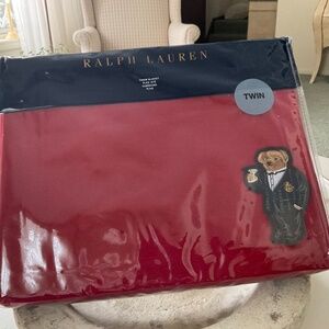 Ralph Lauren Polo Bear Throw, size 54” x 72”- RED